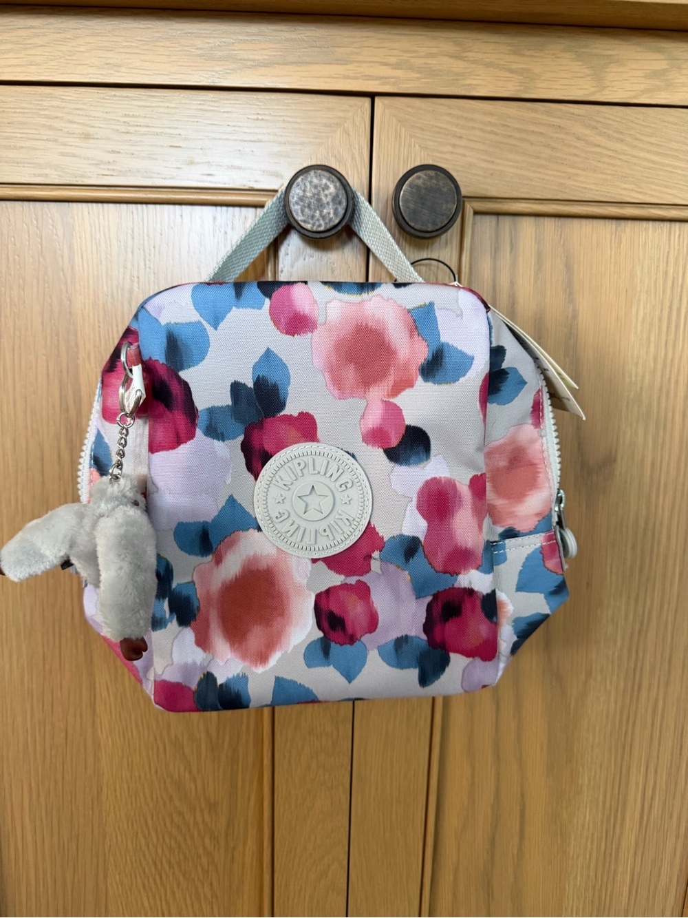 NWT Kipling Dreamy Bouquet Lunch Bag Recycled Fabric Keychain